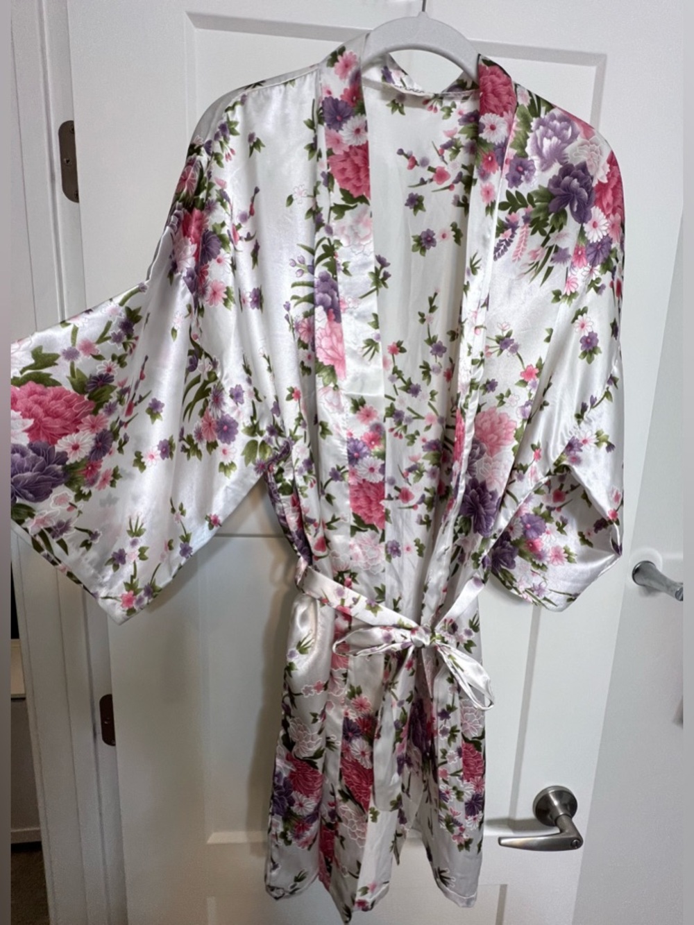Floral Satin Kimono Robe